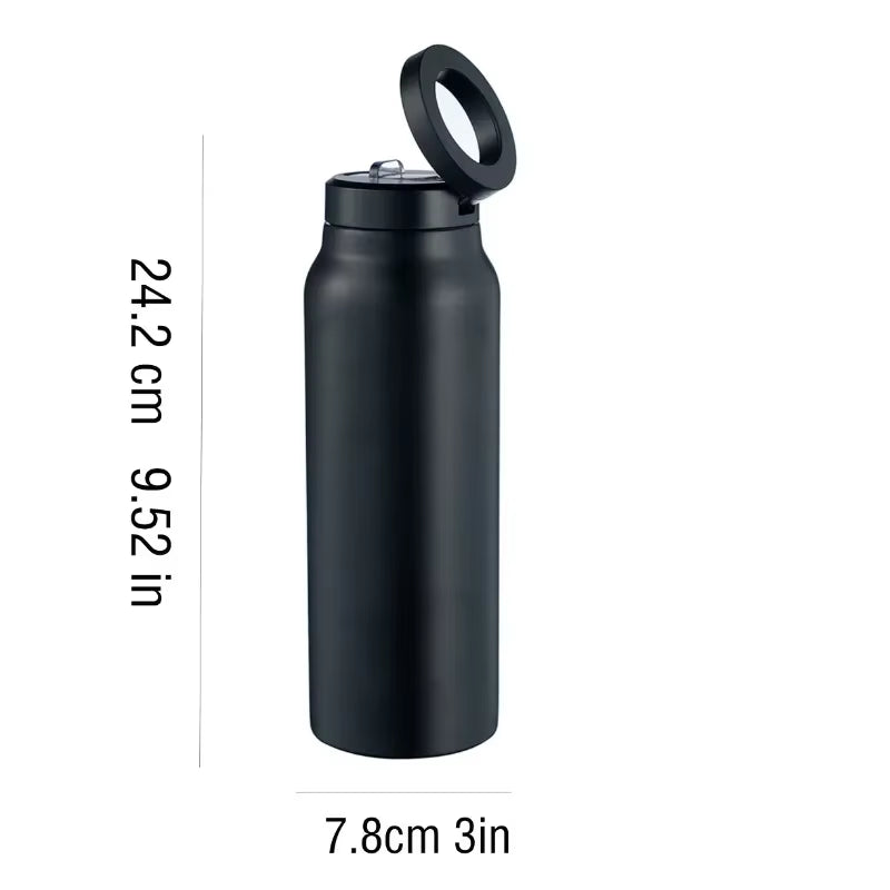 24 oz Insulated Stainless Steel Sports Bottle with Magnetic Phone Holder 