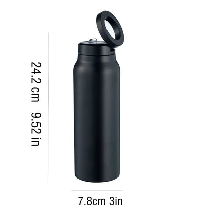 24 oz Insulated Stainless Steel Sports Bottle with Magnetic Phone Holder 