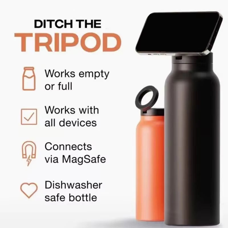 24 oz Insulated Stainless Steel Sports Bottle with Magnetic Phone Holder 